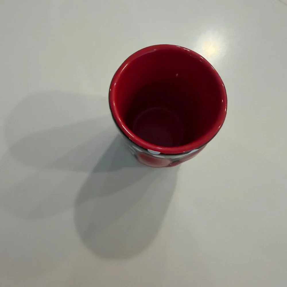 Disney Minnie Mouse Polka Dot 3D Red Bow Ceramic‎ Shot Glass Toothpick Holder